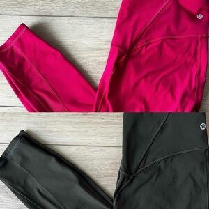Lululemon Pink and Dark Olive Green Leggings Set- size 10